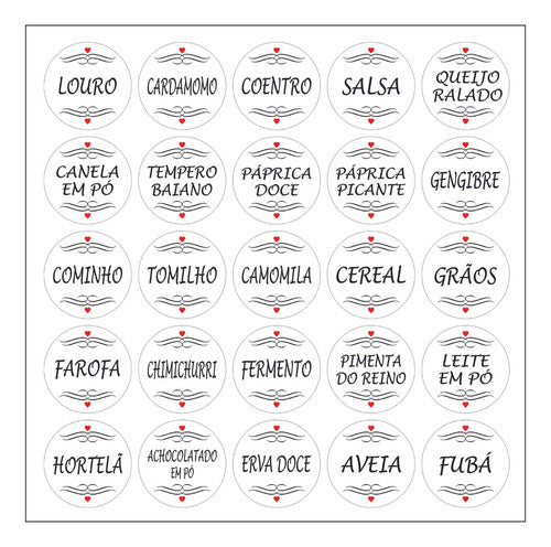 50 Etiquetas Adesivas Transparente P/ Porta Temperos E Grãos