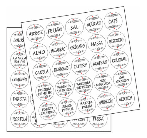 Etiquetas Adesivas Para Porta Temperos Porta Condimentos Adesivo Vinil Prova D'Água, Organização