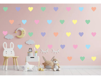 Adesivo De Parede Coração 7cm 72 Unidades Tons Pastéis