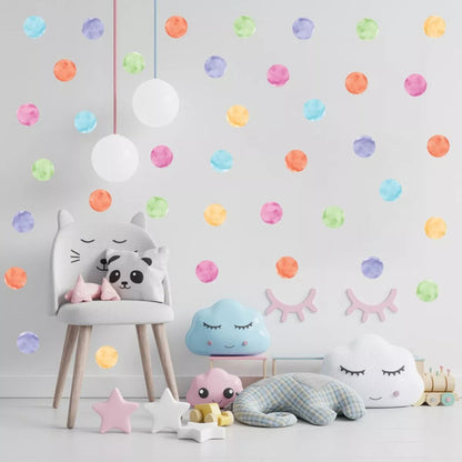 Adesivo De Parede Infantil 144 Bolinhas Aquarela Quarto