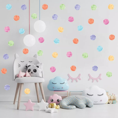 Adesivo De Parede Infantil 144 Bolinhas Aquarela Quarto