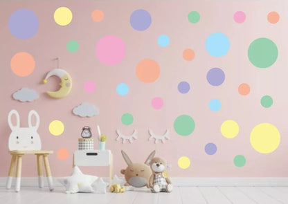 Adesivos De Parede Infantil Bolinha 62uni Tons Pastéis 4 Tam