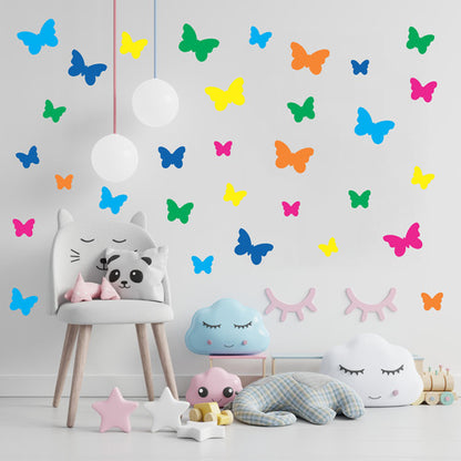 Adesivo De Parede Infantil 42 Borboletas 6 Tons Vivos Quarto