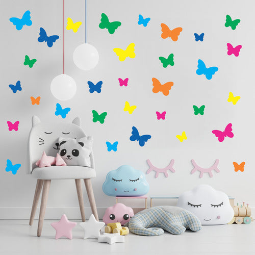 Adesivo De Parede Infantil 42 Borboletas 6 Tons Vivos Quarto