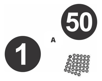 Adesivos Números 1 A 50 Redondo Preto Numerado 10cm 4 Kits