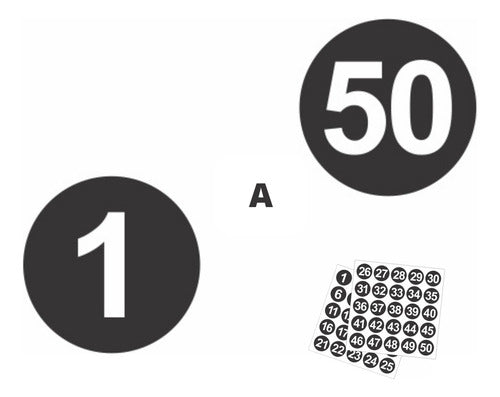 Adesivos Números 1 A 50 Redondo Preto Numerado 10cm 4 Kits