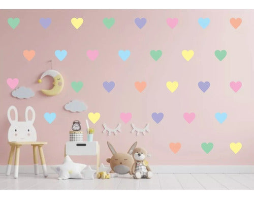 Adesivo Decoração Coração 216unid 7cm Colorido, Tons Pastéis
