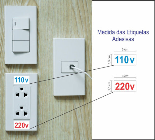 Etiquetas Voltagem Identificação Tomada 220v - 100 Unidades