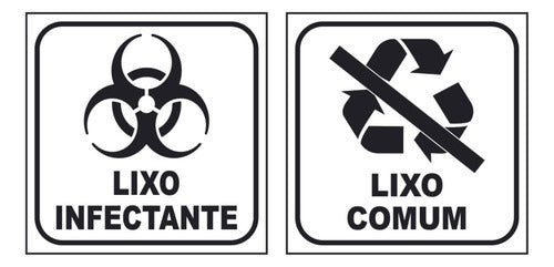 Adesivo Lixo Comum E Lixo Infectante 12x12cm Fundo Branco