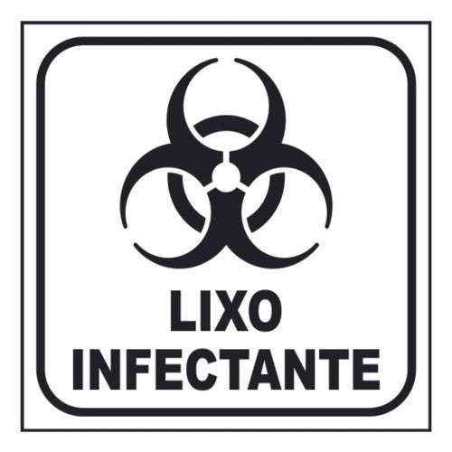 Kit 6 Adesivos Lixo Infectante + 6 Comum 12x12 Fundo Branco