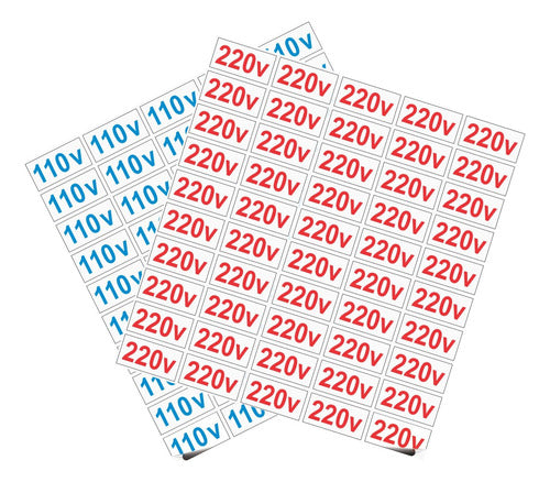 Etiquetas Adesivo Voltagem - 2 Kits 50 Unidades 110v E 220v