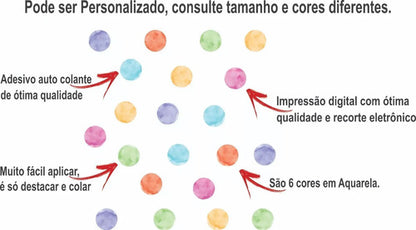 Adesivo De Parede Infantil 144 Bolinhas Aquarela Quarto