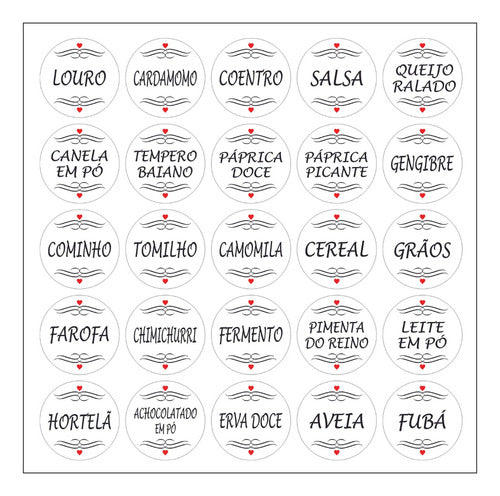 100 Etiquetas Adesivas Transparente P/ Porta Temperos Grãos