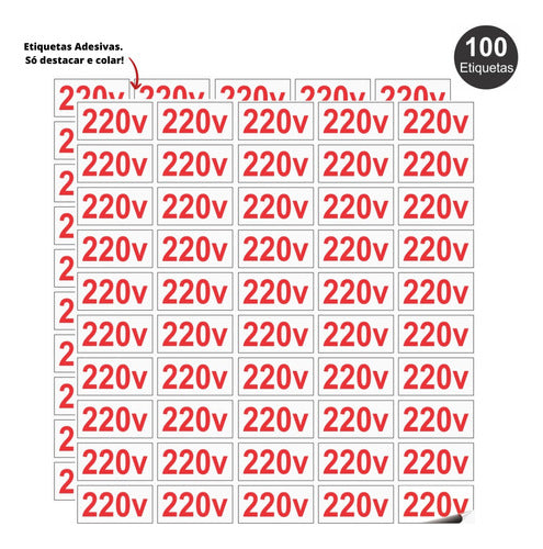 Etiquetas Voltagem Identificação Tomada 220v - 100 Unidades