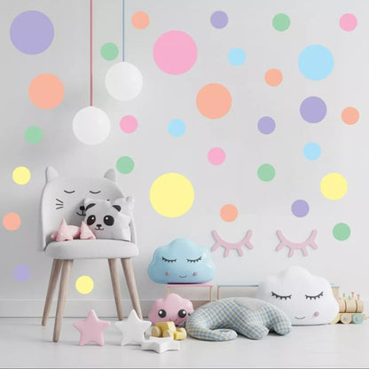 Adesivos De Parede Infantil Bolinha 62uni Tons Pastéis 4 Tam