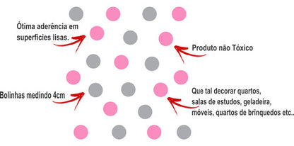 Adesivo De Parede Infantil 150 Bolinhas Cinza E Rosa Quarto