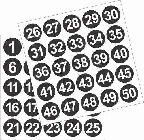 Adesivos Números 1 A 50 Redondo Preto Numerado 10cm 4 Kits