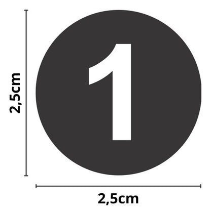 Adesivos Números 1 A 50 Redondo Carro Armário Mesa Bar 2,5cm