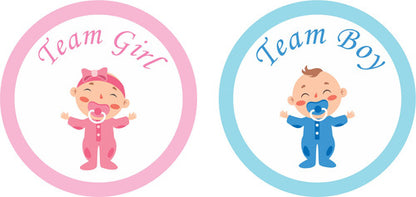 100 Adesivo Redondo Chá Revelação Menina Ou Menino Decoração