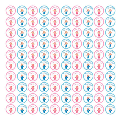 100 Adesivo Redondo Chá Revelação Menina Ou Menino Decoração