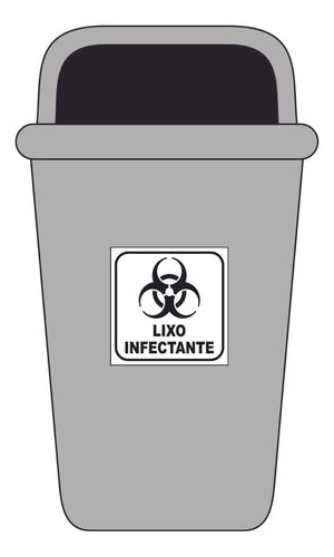 Kit 6 Adesivos Lixo Infectante 12x12cm Fundo Branco