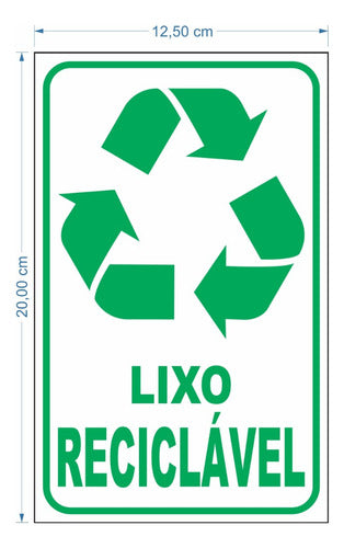 6 Adesivos Lixo Reciclável P/ Lixeiras - 20x12cm - Coleta