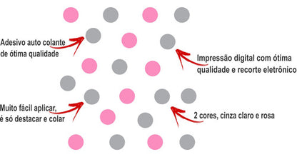 Adesivo De Parede Infantil 150 Bolinhas Cinza E Rosa Quarto