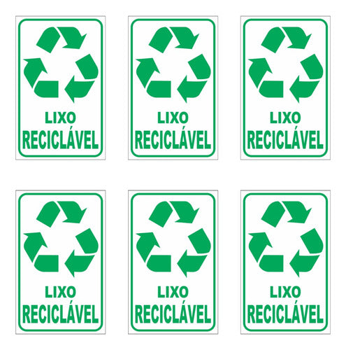 6 Adesivos Lixo Reciclável P/ Lixeiras - 20x12cm - Coleta