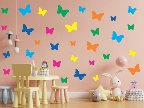 Adesivo De Parede Infantil 42 Borboletas 6 Tons Vivos Quarto