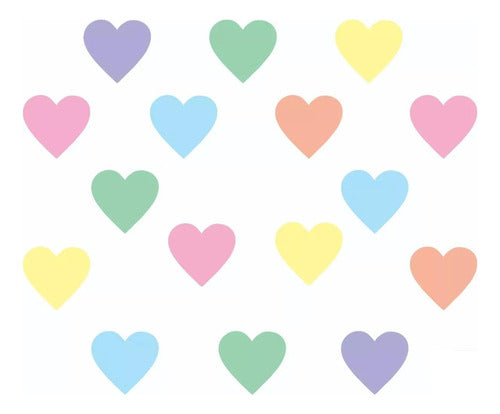 Adesivo De Parede Coração 7cm 72 Unidades Tons Pastéis