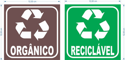 Adesivos P/ Lixeiras Coleta Seletiva Reciclável E Orgânico
