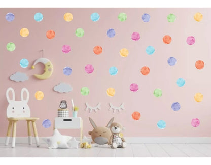 Adesivo De Parede Infantil 144 Bolinhas Aquarela Quarto