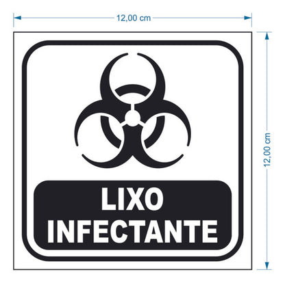 Kit 6 Adesivos Lixo Infectante + 6 Comum 12x12 Fundo Branco