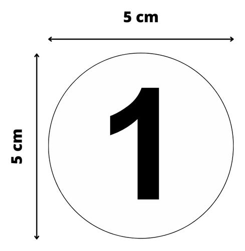 Adesivo Numerado 1 A 50 Redondo Carro Armário Mesa 5cm