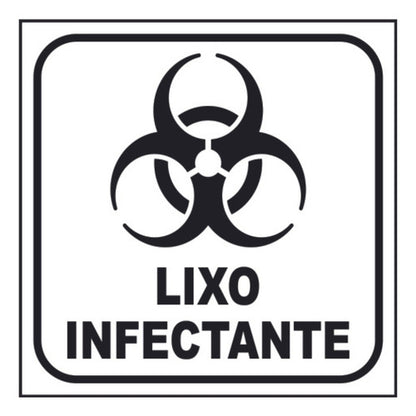 Kit 6 Adesivos Lixo Infectante + 6 Comum 12x12 Fundo Branco