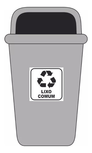 6 Adesivos P/ Lixeiras - Lixo Comum 12x12 - Fundo Branco
