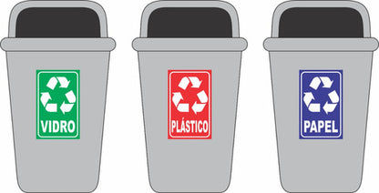 Adesivo Para Lixo/lixeira Reciclável 20x12 Resistente Vinil