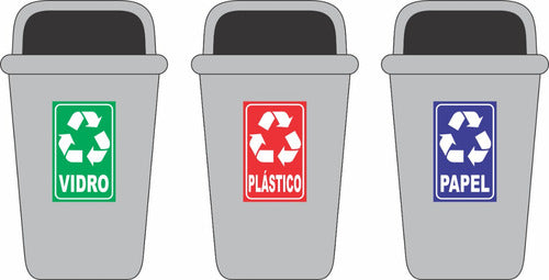 Adesivo Para Lixo/lixeira Reciclável 20x12 Resistente Vinil